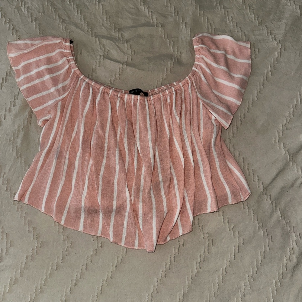 Forever 21 Pink and White Striped Blouse